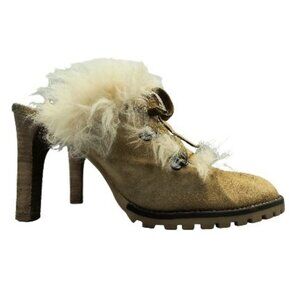 Coach Shoes Coach Kristy Suede And Faux Fur Mules Heels Shoes Italy 8.5